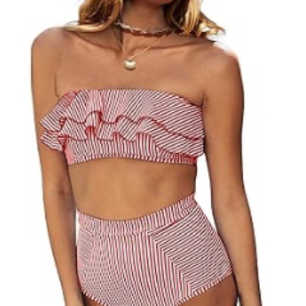 Striped Red Bikini Set